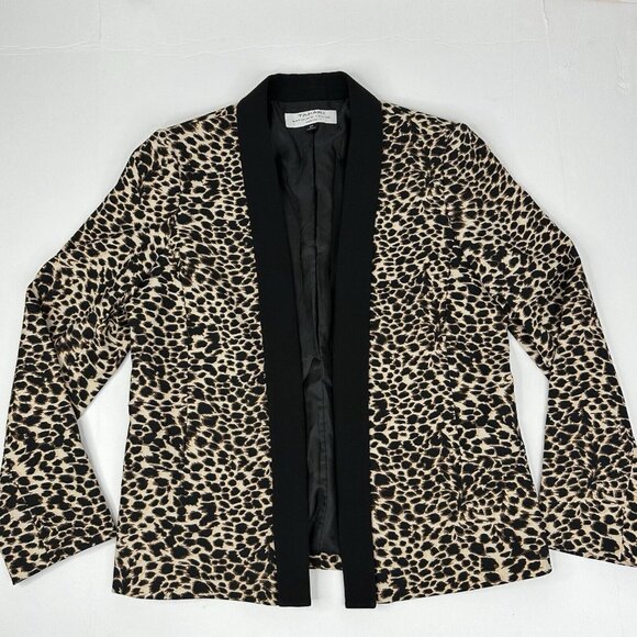 Tahari ASL Women’s Brown Animal Print Open Front Mob Wife Designer Blazer 6P/C38 - Picture 6 of 13